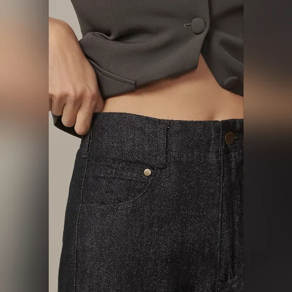 Anthropologie Adi Mid-Rise Frayed Relaxed Flare Pants by Pilcro: Sparkle Edition - Picture 2 of 8